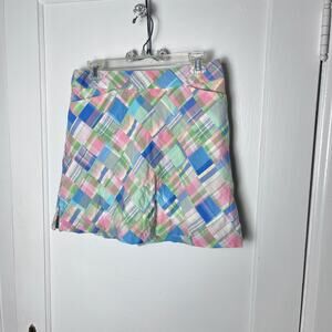 Vintage Y2K 2000s Lady Hagen Madras Patchwork Plaid Golf Skort Size 4 Blue Pink